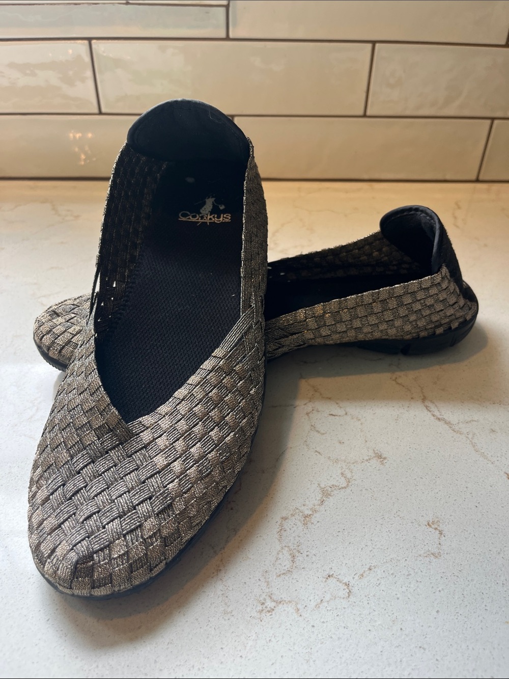 Corkys Metallic Woven Slip-On Flats